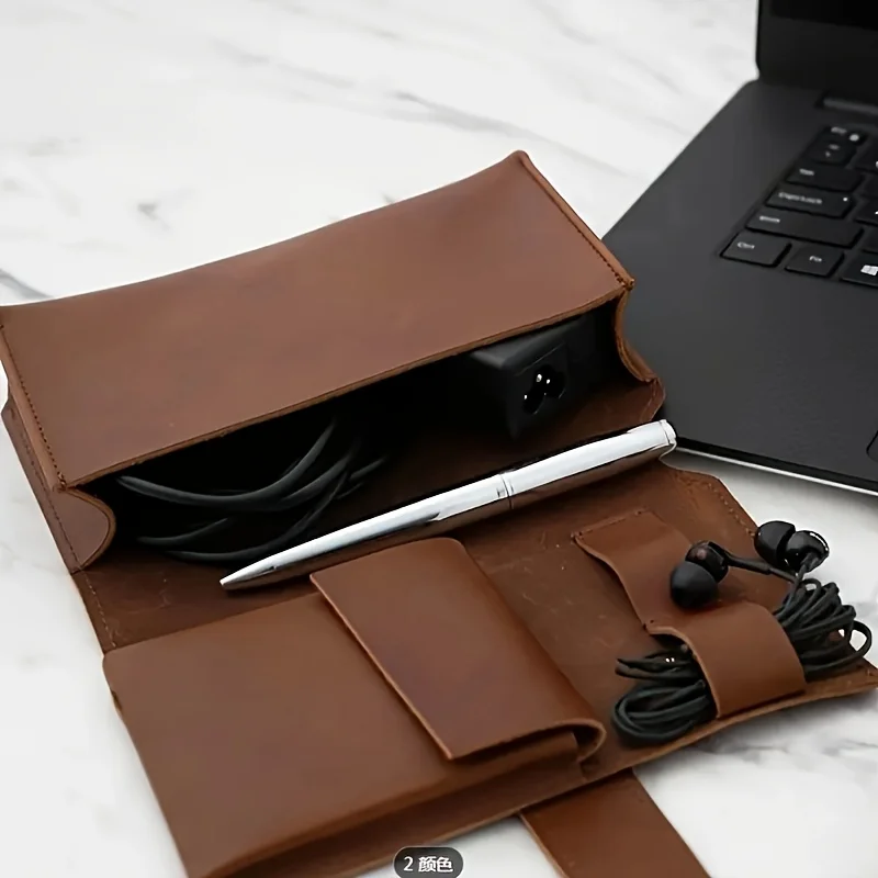 Tech Accessories Storage - yesPU Leather Multi-Compartment Organizer-Portable Tech School
