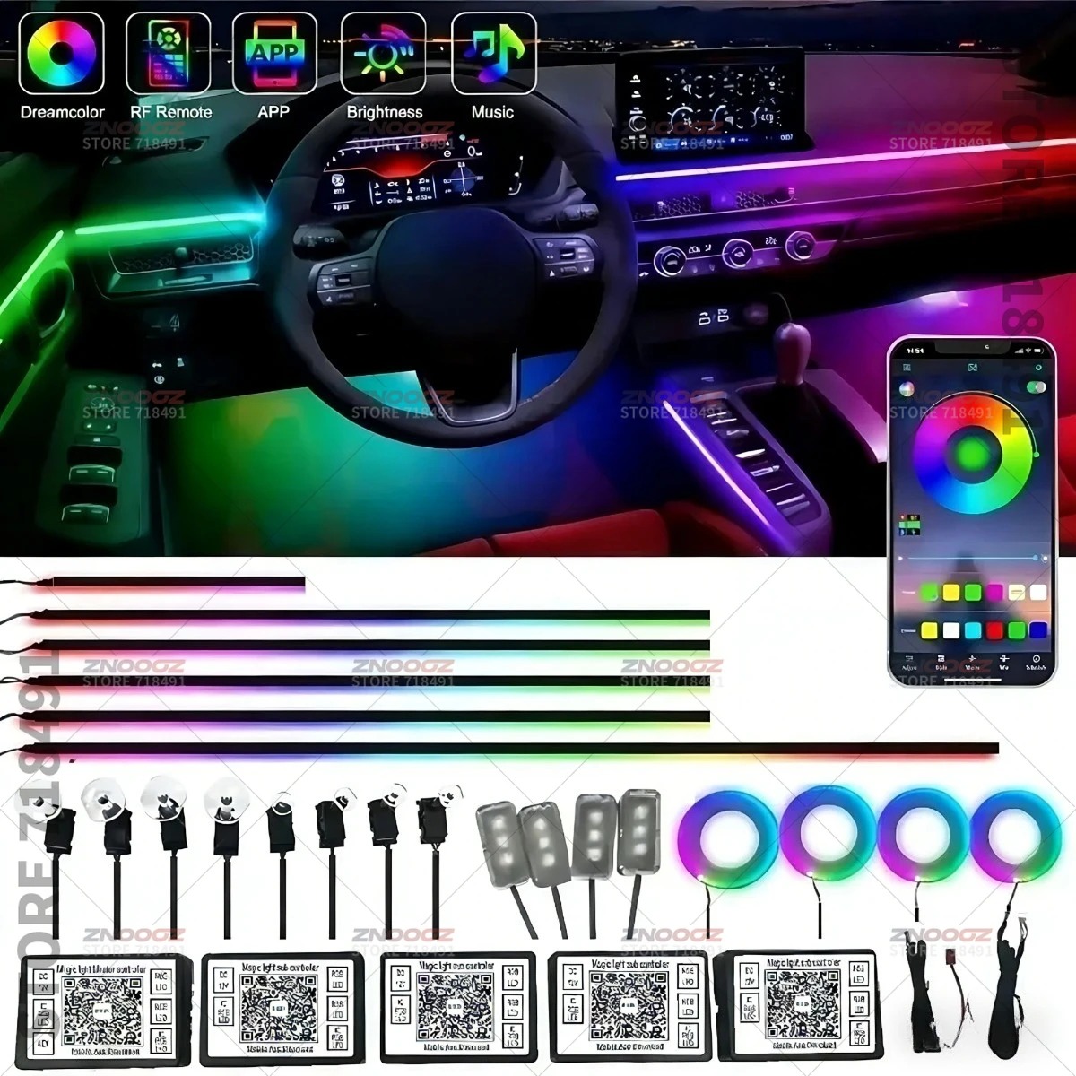 22in1 RGB Car Interior Acrylic - Tech Lighting Accessories 评论和价格