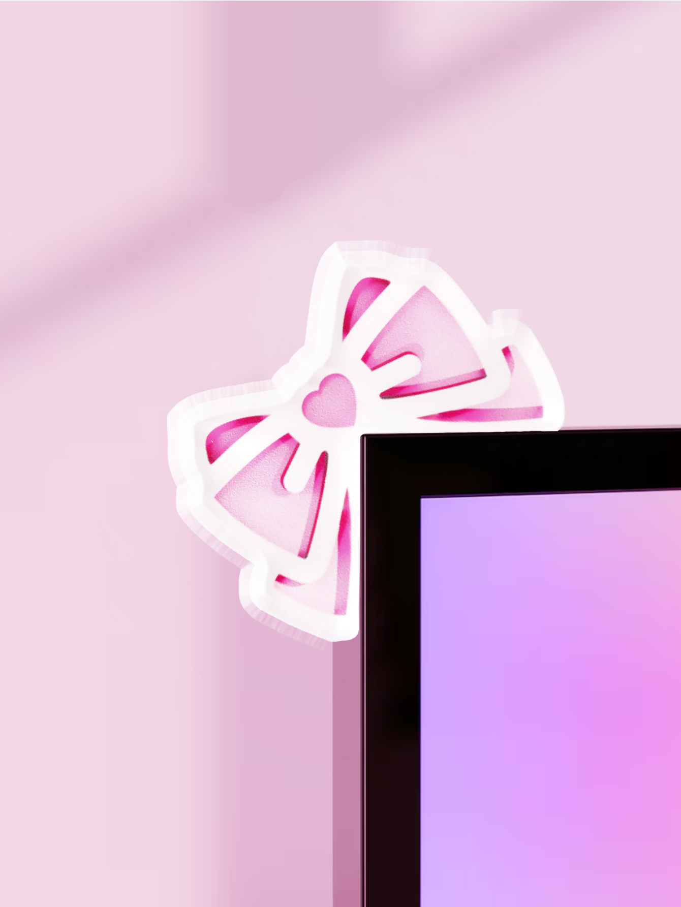 Kawaii Bow Monitor Decor Pink  - Tech Desktop Accessories 评论和价格